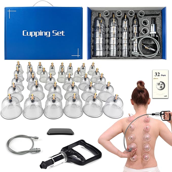 Cupping Set, 32 Cups Cupping Kit for Massage Therapy, Professional Chinese Therapy Set for Back Massage, Pain Relief