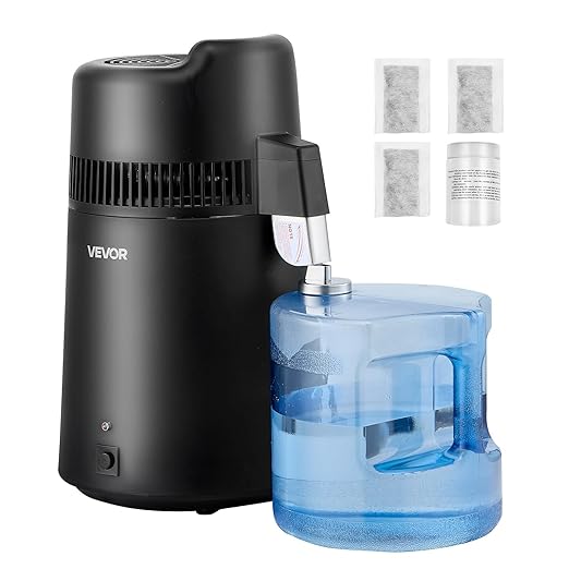 VEVOR Water Distiller, 6L / 1.6 Gallon Countertop Water Distiller for Home, 900W Distilled Water Maker with BPA-Free Plastic Container, 304 Stainless Steel Interior, Distilling for Drinking Water
