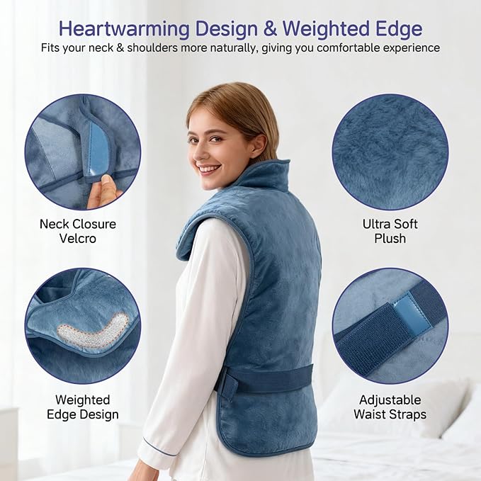 Large Heating Pad for Back Neck Shoulders, Electric Heating Pad for Back Pain Relief, 6 Heat Settings & 4 Timers 24"x33" Weighted Design, Christmas Birthday Gifts for Women Men Mom Dad