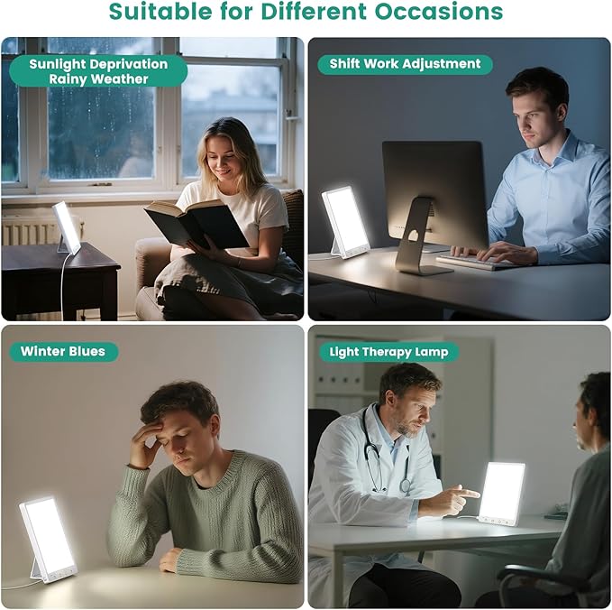 Light Therapy Lamp - 10000 Lux 3 Color Temperature & Wall Mount Therapy Light, Touch Control Daylight Lamps with Memory Function for Home/Office Use As Lift Mood.