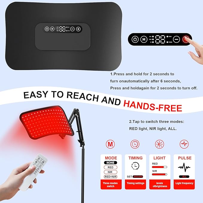 Red Light Therapy for Body, Red Light Therapy for Face and Body with 660nm/850nm Dual Wavelength Touchscreen & Remote Control,Adjustable Stand/Desktop Mount,Infrared Light Device for Skin Health
