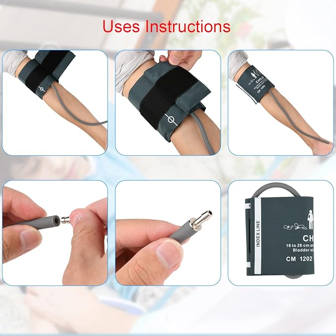 Cosmos Blood Pressure Monitor Replacement Cuff with Metal Air Hose Connector for Blood Pressure Monitor and Machine for 18-26 cm Upper Arm Circumference (Child Size)