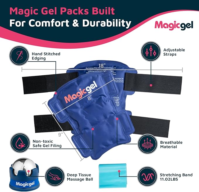 Shin Splint Relief: Hot & Cold Packs, Cryoball & Stretch Bands for Shin Splints | Hot & Cold Therapy for Leg Pain Relief | by Magic Gel
