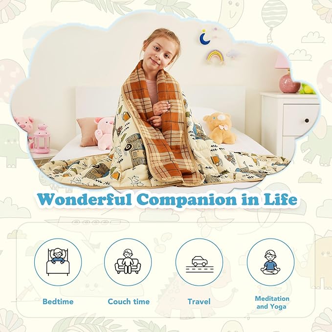 CuteKing Weighted Blanket - Weighted Blanket with Premium Glass Beads - Breathable Heavy Blanket for Comfortable Rest - Thick Blanket All Season(10lbs, 50"x60", Camping)