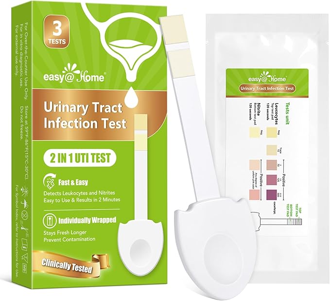 Easy@Home Urinary Tract Infection Test Strips - 3 Pack UTI Test for Women | Individually Wrapped for 2-Year Shelf Life | Detects Leukocytes & Nitrite | Home & Travel Essentials #UTI-EZU-102