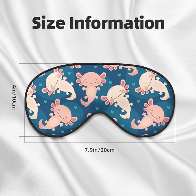 Axolotl Kawaii Sleep Mask Eye Mask with Adjustable Strap Eye Sleep Shade Cover Blocks Light for Women Men Airplane Travel Nap
