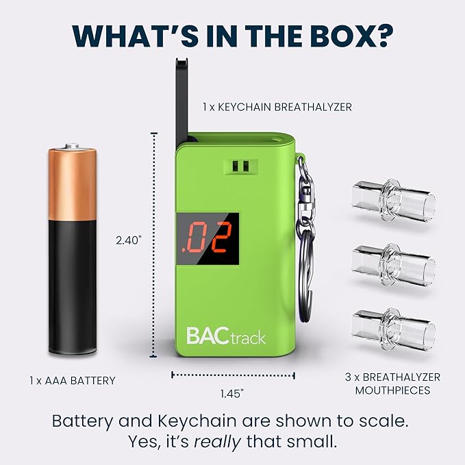 BACtrack Keychain Breathalyzer (Green) | Ultra-Portable Pocket Keyring Alcohol Tester for Personal Use