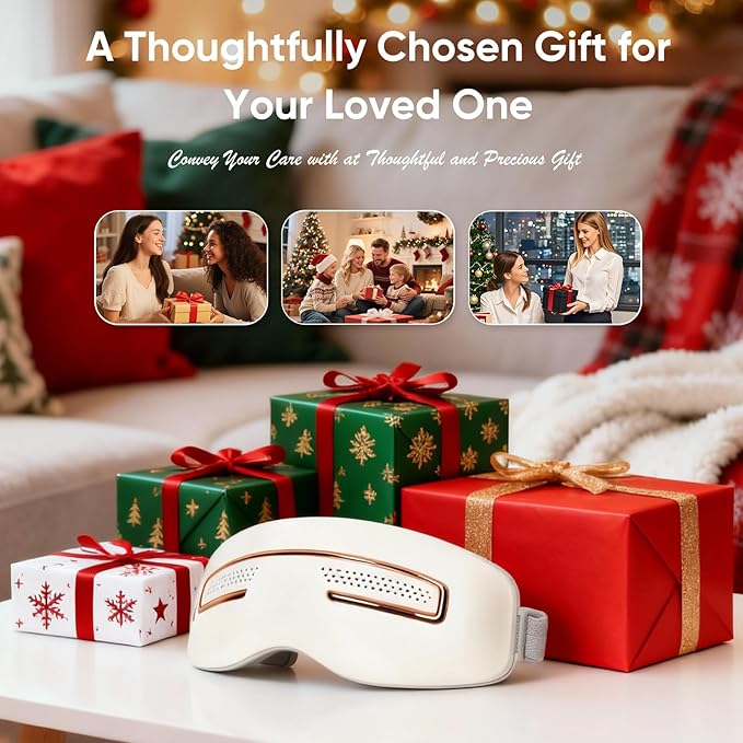 Eye Massager with Heat and Cooling, Smart Sleep Mask for Migraine & Headache Relief with Bluetooth Music, Face Massager, Mask for Migraine and Dry Eye Relief, Birthday Gifts for Mom Dad Men and Women