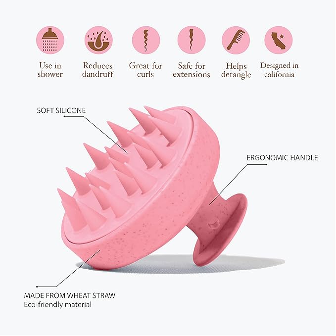 Scalp Massager Hair Shampoo Brush Shower Scalp Scrubber l Hair Scalp Scrubber Head Massager for Stress Relax Hair Growth (Indie Pink)