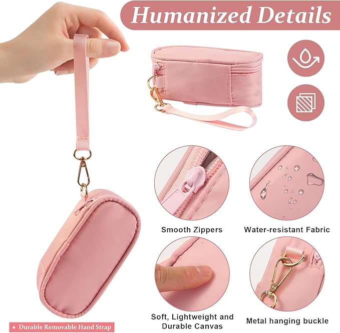 Weekly Pill Organizer 2 Times a Day, Travel Pill Box 7 Day with Large Opening, Pill Case with Handle, Pill Dispenser Medicine Organizer for Vitamins, Fish Oils, Medications, Supplements (Pink, Small)