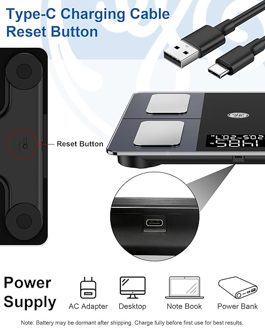 GE Smart Scale for Body Weight and Fat, Digital Bathroom Scales BMI Body Fat - Bluetooth 13 Body Composition Monitor for Muscle Mass People with App, Accurate 400lb Weighing, Rechargeable-Black