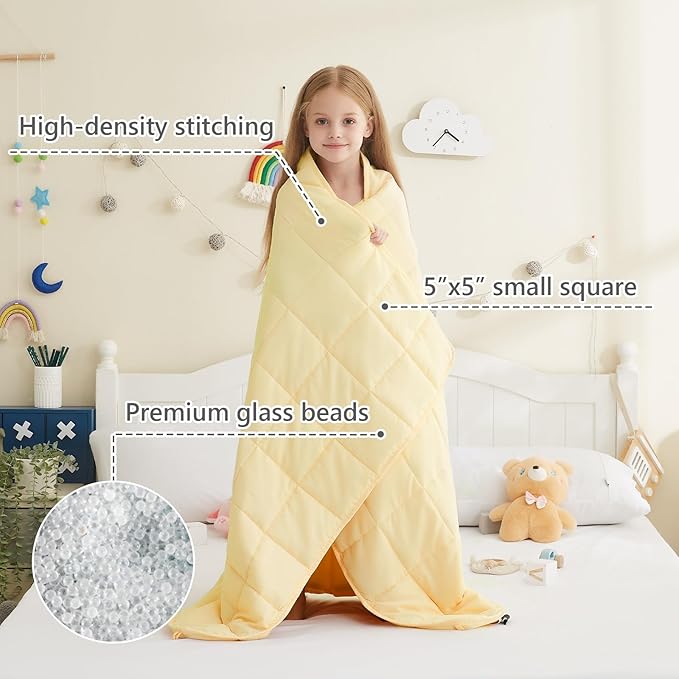 L'AGRATY Weighted Blanket - 40"x60" 7lbs Cooling Breathable Microfiber Material with Glass Beads Small Blanket for All-Season Summer Fall Winter Soft Thick
