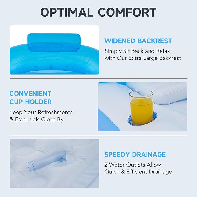 CO-Z Inflatable Bathtub with Electric Air Pump and Bath Pillow Headrest, Portable Blow Up Tub for Adults, Outdoor or Indoor Freestanding Foldable Spa Cover Drainage Hose Cup Holder