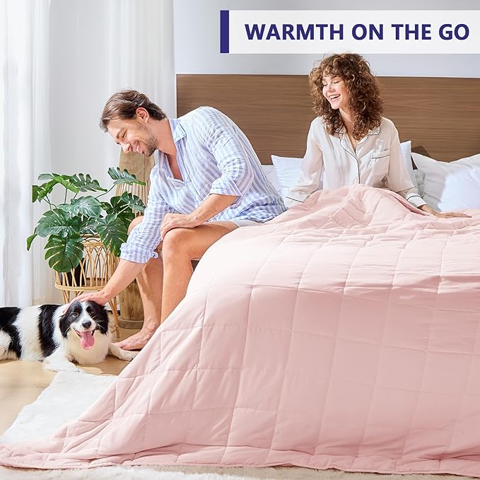yescool King Size Weighted Blanket for Adults (20 lbs, 80” x 87”, Pink) Cooling Heavy Blanket for Sleeping Perfect for 190-210 lbs, Breathable Blanket for Adults & Couple All Season, Machine Washable