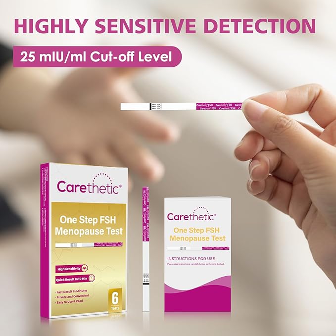 [6 Pack] Carethetic Menopause Test Kit - Rapid FSH Test Strips for at-Home Menopause Stage Monitoring, High-Sensitivity Results