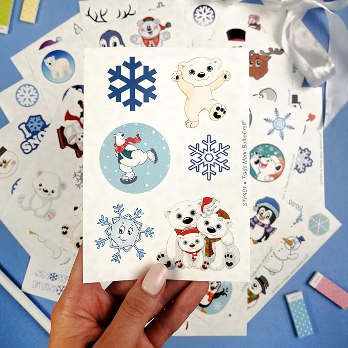 BulbaCraft Winter Stickers - Snowflake Stickers - Winter Party suppliess - Penguin Decals, Snowman Decals, Snow Gifts, Gifts for Women & Men