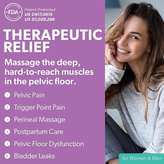 IntimateRose Vibrating Pelvic Wand, Pelvic Floor Muscle Trigger Point Massager, Perineal Massage Tool for Pelvic Physical Therapy & Pain Relief, BPA-Free, Latex-Free (Vibration)
