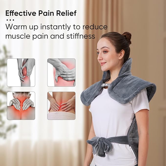 Extra Large Electric Heating Pad for Neck, Back & Shoulder Pain Relief, 25"x37" Full Body Heating Blanket with 5 Heat Levels, 4 Timers, Auto Shut-Off, Ideal Gift for Women & Men