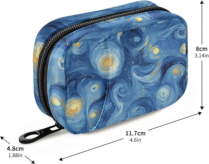Starry Night Travel Pill Organizer Oil Painting Vitamin Planner Medicine Box Large Compartments Daily Pill Organizer
