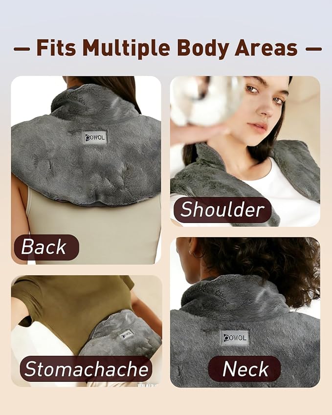 COMOIL Microwavable Heating Pad for Neck and Shoulders, 3.3LBS Weighted Moist Heat Pack with Removable Washable Cover,Microwave Heated Neck Wrap for Back Pain Relief