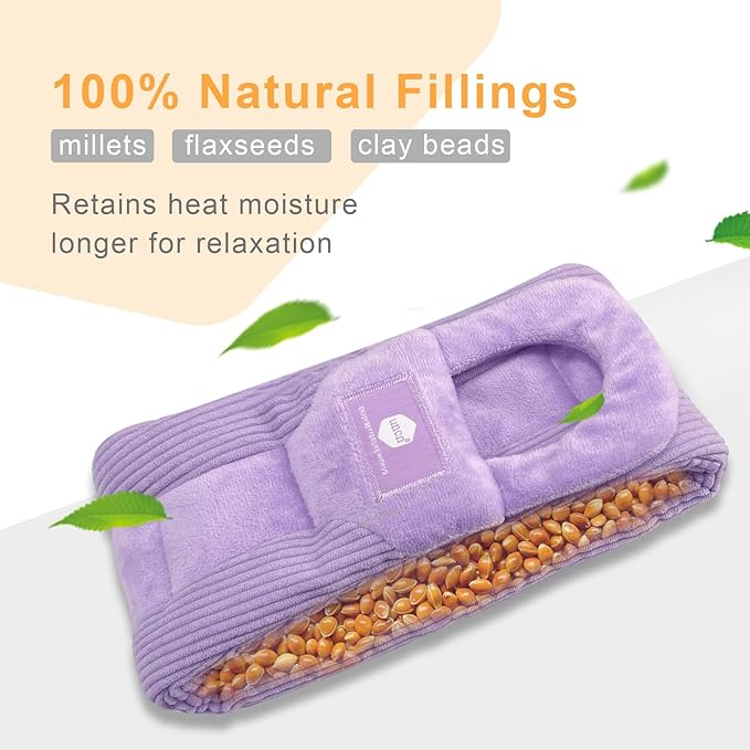 UNCN Long Heating pad for Neck and Shoulders Back 33 * 5.9" microwavable Large Moist Heat Pack Warm hot Compress Neck wrap Weighted Bag Massage Reusable Herbal Nature Calming Portable