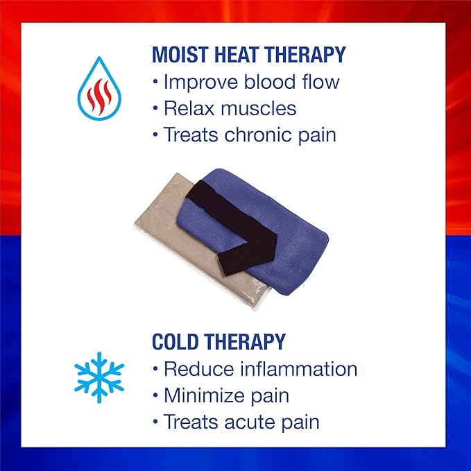 ThermiPaq Reusable Hot Cold Pack Ice Pack for Injuries - Shoulder, Elbow, Ankles, Back and Knee, Medium, 12 inches x 6 inches, Reusable Heat Pack, Blue
