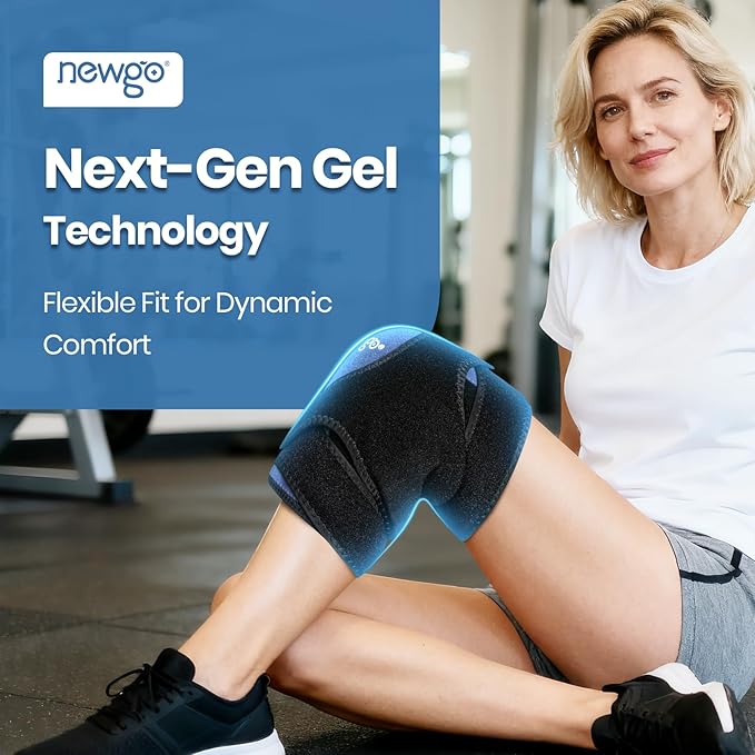 NEWGO 360° Knee Ice Pack Wrap, 60 Minutes Extended Cold Therapy with Ice Grid Gel, Ergonomic Y-Shape Snug Fit for Sports & Surgery Recovery, Swelling, Leak-Resistant, Reusable Design - 2 Pack
