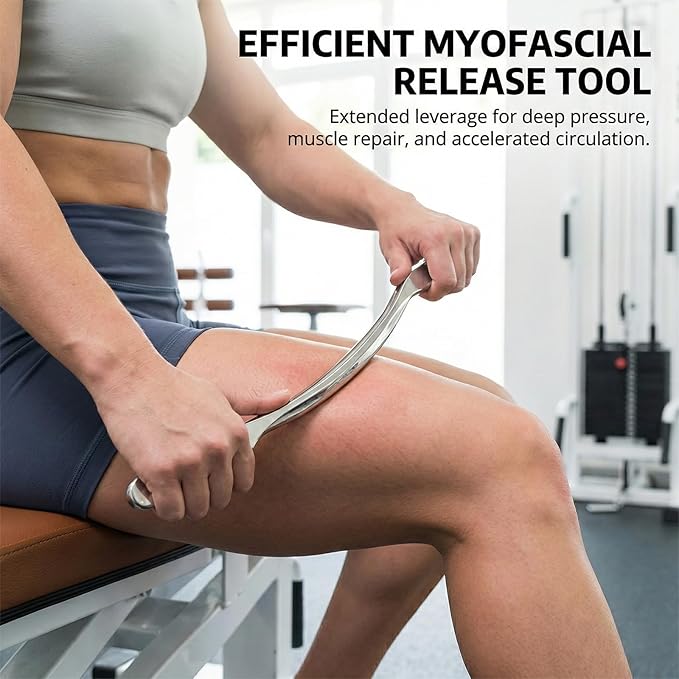 15.75" Muscle Scraper Tool for Back & Legs, Long Bar Myofascial Massage Release Tool, Stainless Steel Scraping Tool Physical Therapy, IASTM Fascia Scraper, Guasha Tool for Body Skin Neck