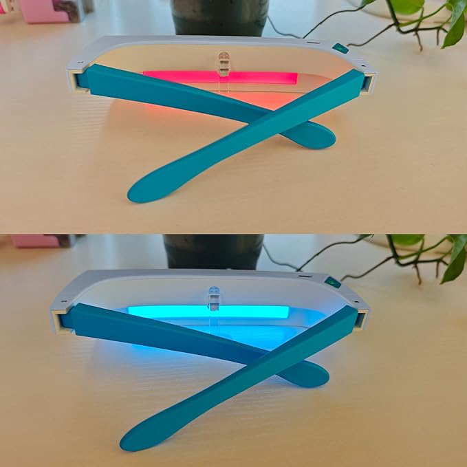 Red & Blue Light Therapy Glasses – 670nm Red Light for Eye Comfort & Visual Wellness, 480nm Blue Light for Energy, Mood & Sleep Support – Wearable Light Therapy Eyewear with Timer