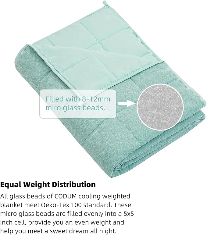Kids Weighted Blanket 10 Pounds, Cooling Blanket for Hot Sleepers, Soft Bed Blanket Universal to All Seasons, 48''x72'' 10 LBS, Water Blue