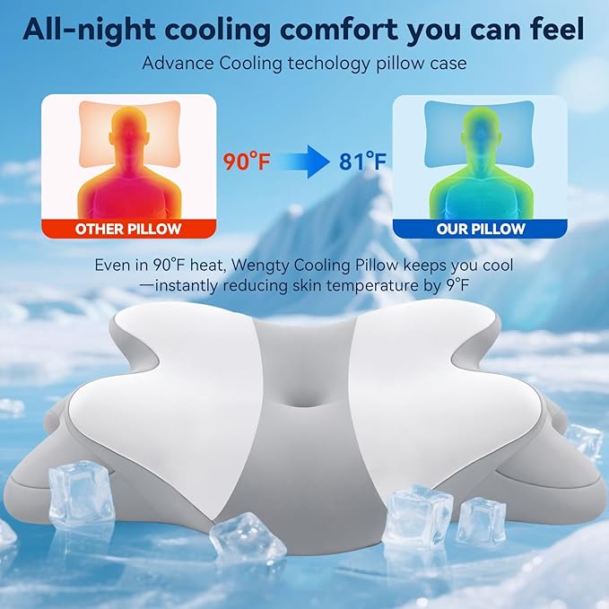 Sleep Apnea Pillow with Neck Pain & Snoring Relief -Orthopedic Cervical Pillow, Ergonomic Contour Memory Foam Pillow for Side, Back,Stomach Sleepers,Dreamers Relief,Medium Firm Support(Queen Size)