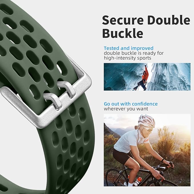 Getino Compatible with Fitbit Charge 5 Bands/Charge 6 Bands Women Men, Soft Comfortable Breathable Replacement Strap Adjustable Sport Wristbands for Fitbit Charge 5/ Charge 6 Accessories, Dark Green