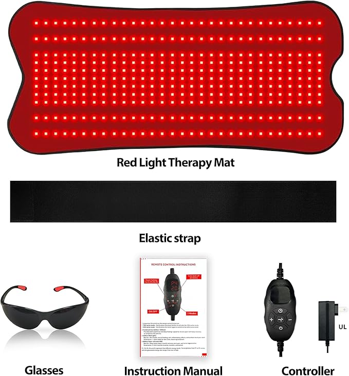 Red Light Therapy Mat 31.5‘’*14.2‘’ 330led（990Chips）Infrared Light Therapy for Body Pad Time Control 660nm&850nm for Pain Relief Wearable for Muscle Repair Gift