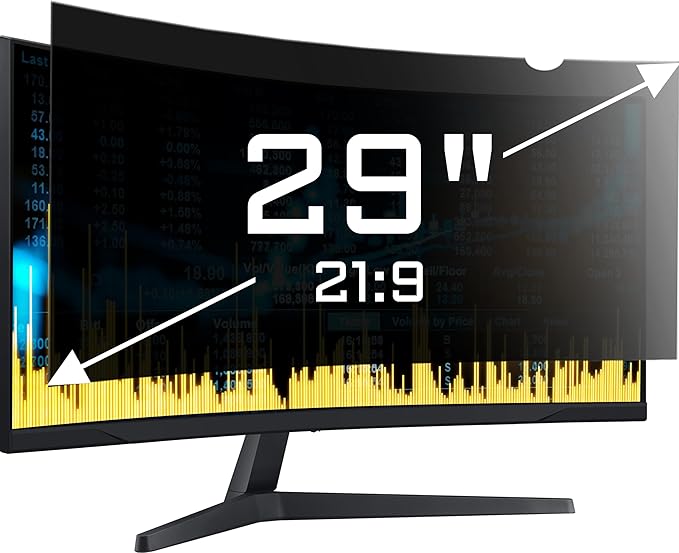 ZYY 29 Inch(diagonal) Computer Privacy Screen Filter (26 9/16 × 11 1/4) With Anti Glare, Anti UV Protection, Curved Monitor Privacy Screen Protector Film 21:9 Aspect Ratio For Desktop Computer Monitor