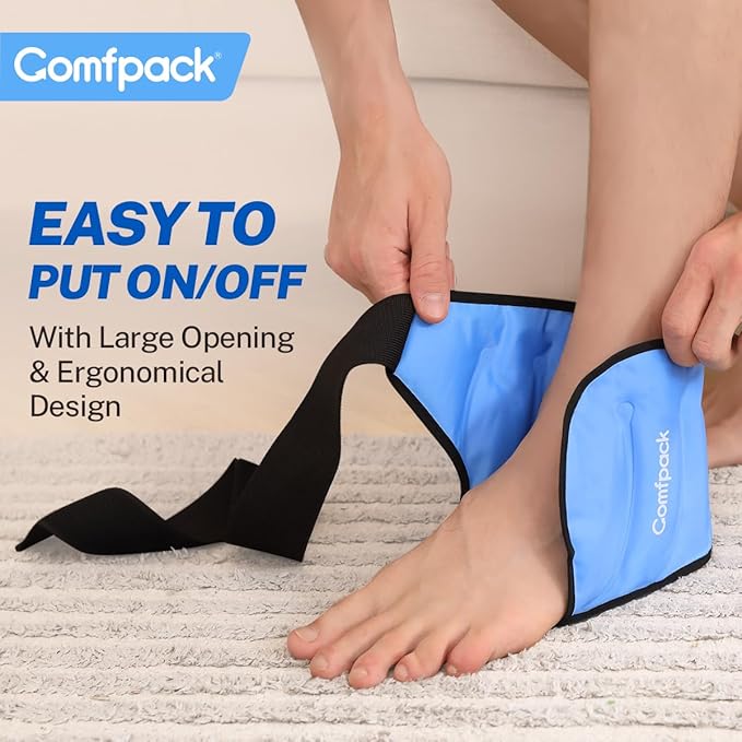 Heel Ice Pack Wrap for Plantar Fasciitis Relief, Ankle Ice Pack Wrap for Swelling, FSA Eligible, Reusable Gel Cold Pack for Foot Pain Relief, Achilles Tendonitis, Ankle Sprain, Heel Pain