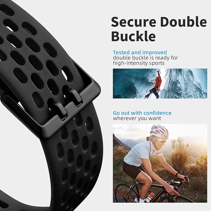 Getino Compatible with Fitbit Charge 6 Bands/Charge 5 Bands for Women Men, Soft Breathable Replacement Sport Strap Adjustable Wristbands for Fitbit Charge 6/ Charge 5 Advanced Fitness Tracker, Black