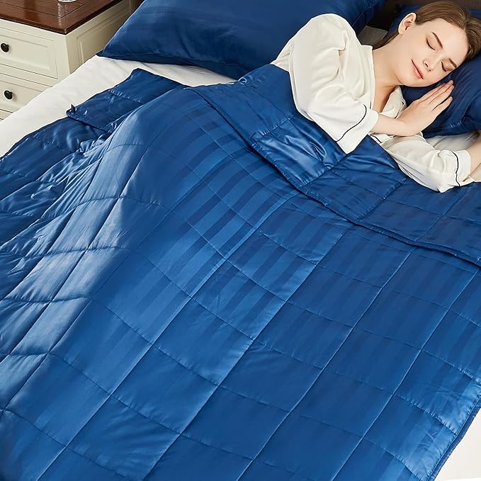 Weighted Blanket Queen Size (60"x80" 12lbs),Ultra Soft and Cozy Cooling Weighted Blanket Queen Size for Adult,Heavy Blanket with Machine Washable Soft Blanket, Navy Blue
