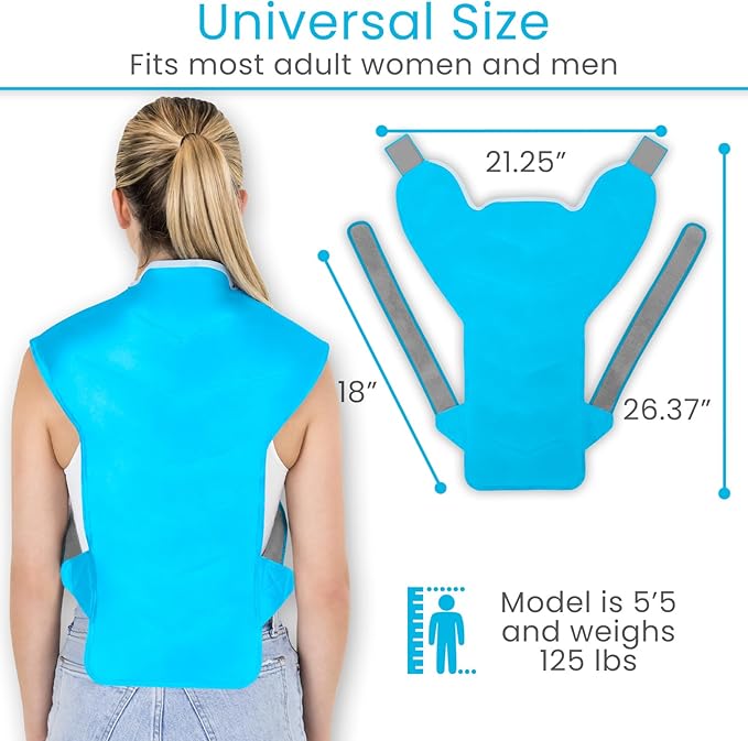 Artic Flex Large Ice Pack for Back - Full Back Ice Pack Wrap for Pain Relief - Reusable Cooling Pad with Straps, Extra Large and Wearable - Hot and Cold Therapy for Men & Women - for Muscle Fatigue