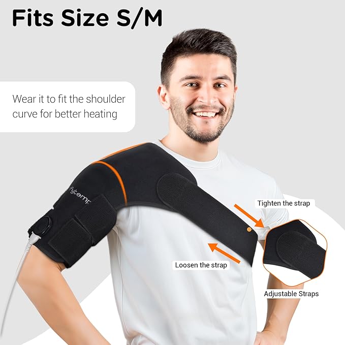 Comfytemp Shoulder Heating Pad for Rotator Cuff, Heating Pad for Shoulders with Brace, Electric Heated Shoulders Wrap for Men Women Mom Dad, 3 Heat Settings, 2H Auto-Off (S/M)
