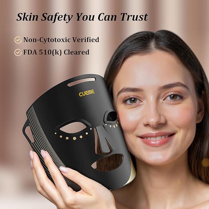 CUEME Red Light Therapy for Face, FDA-Cleared LED Light Therapy Mask for Wrinkles, Acne Treatment, and Skin Care, Portable Facial Mask for Women - Mom, Sister, Girlfriend, and Wife