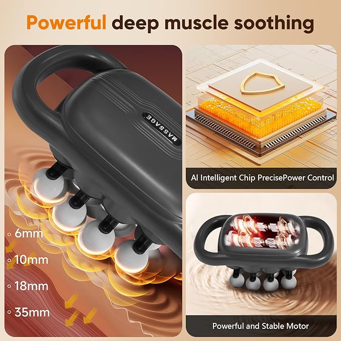16 Head Massage Gun, Handheld Electric Interchangeable Massage,Deep Tissue Relief with 9 Modes,Quiet Percussion Massager for Neck/Back/Leg Pain, Muscle Massager for Athletes Office Workers