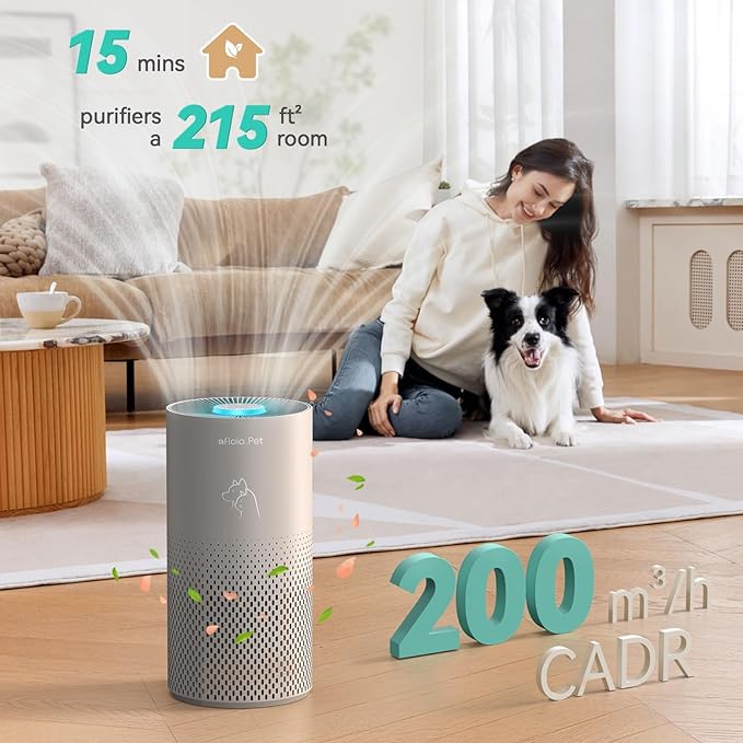 Afloia Air Purifiers for Home Pets with 5 Stage HEPA Filter, Washable Pre Filter Air Cleaner for Bedroom Large Room Up to 1076 Ft², Remove Pet Fur Hair Dander Smoke Odor Dust Mold Pollen Allergen
