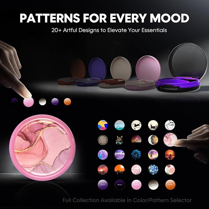 Serfeymi Small Pill Case for Purse, Unique Artistic Patterns Travel Pill Box with 3 Compartments, Portable Mini Pill Organizer for Pocket, Decorative Pill Container for Purse - Pink(Rose)