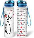 Personalized Nurse Stethoscope 32oz 1Liter Motivational Water Bottle, Customized Name Nurse, Gifts For Nurse Graduation - Appreciation Present For Women Coworkers 5.7 x 7 x29.5(cm)