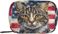 American Flag Cat Travel Medicine Organizer Bag Compact Pill Case with Inner Compartments & Secure Zipper for Women Men Seniors