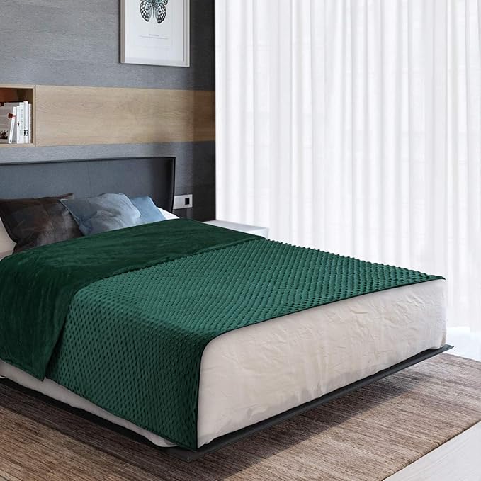Acdyion Weighted Blankets Removable Duvet Cover for Adults Twin Size (48"x72"),Heavy Blanket Duvet Cover with Soft and Comfort Minky with 12 Ties,Machine Washable Soft Weighted Blanket Cover (Green)