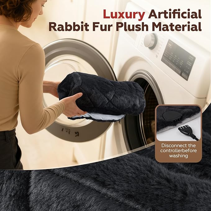 UTK Weighted Heating Pad for Neck and Shoulders and Back, 30s Fast Heat, 6X Deeper Pain Relief, Faux Rabbit Fur Fabric, 8 Heat Settings Max 159℉, 4H Auto Off, Memory Function, 24"x 20", Birthday Gifts