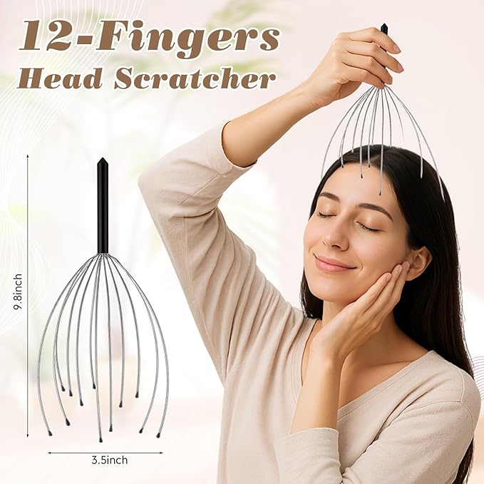 Hoolerry 24 Sets Massage Gifts Head Massager Back Scratcher Fingers Head Scratcher Manual Scalp Massager Valentine's Day for Body Home Office Spa Stress Relief Relaxation Women Men(Black, White)