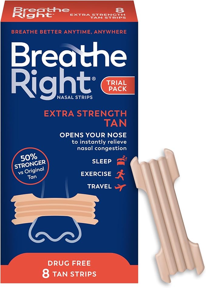 Breathe Right, Extra Strength Tan Nasal Strips, 8 Count