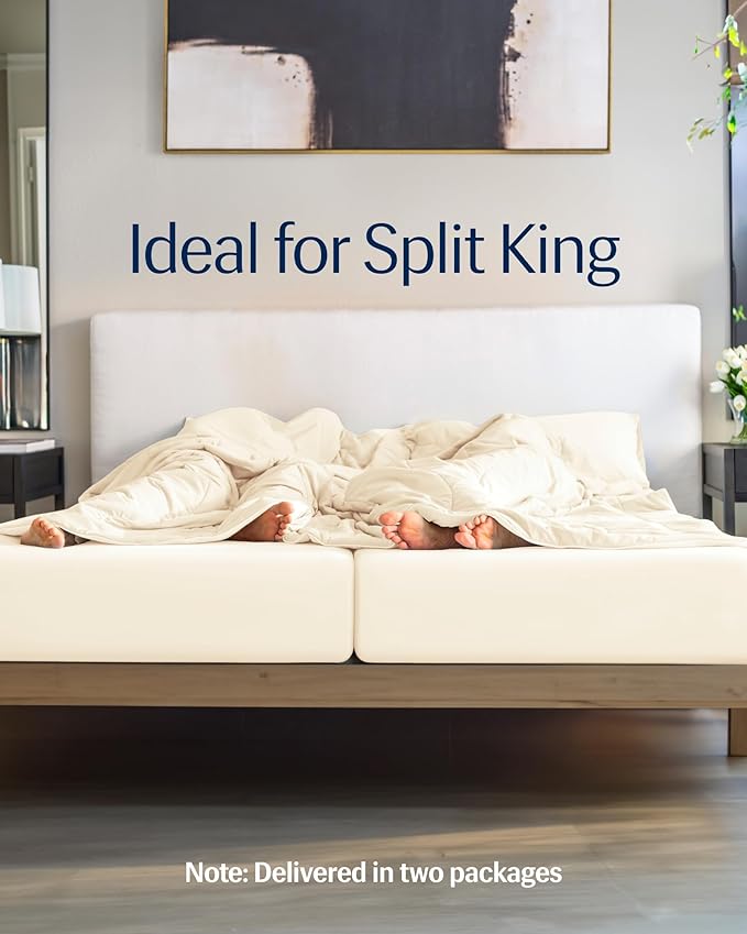 REST® Evercool®+ Cooling Fitted Sheet, Split King, Snow Ivory, 13’’Deep (Stretched up to 15’’) Silver Infused Cooling Bedding for Hot Sleeper and Night Sweat, for Fresh and Hygienic Sleep